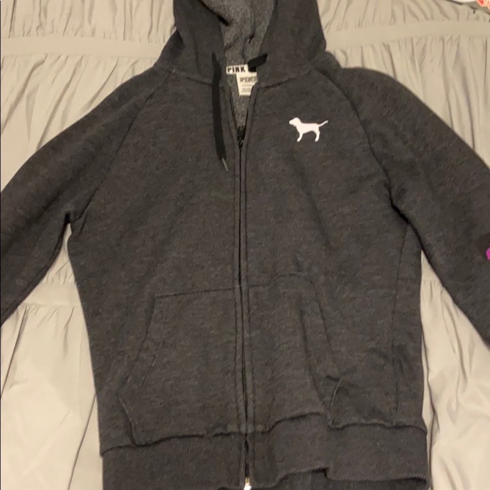 VS Pink Jacket with island print on sleeve